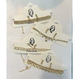 6279 collar chocker+ aros strass dorado al azar