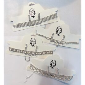 6278 collar chocker+ aros strass plateado al azar