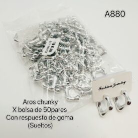 7035 aros chunky A880 plateado x BOLSA