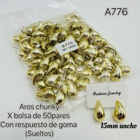 7047 aros chunky A776 dorado x BOLSA