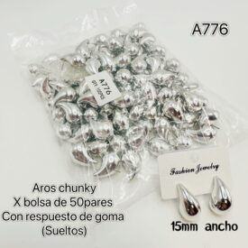 7048 aros chunky A776 plateado x BOLSA