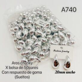 7050 aros chunky A740 plateado x BOLSA