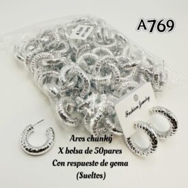 7070 aros chunky plateada A769 x BOLSA