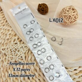 7372 aros Argollas acero X 12 pares LX012