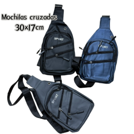 9012 pechera mochilas cruzadas engomadas SOLO negro Y AZUL YBA222