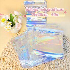6058 bolsas holograficas plateadas x paq. 50u. 15*20CM BZD01