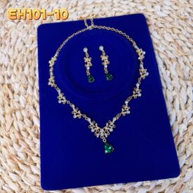 9857 conjunto de strass collar + aros DORADO VERDE EH101-10