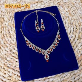 9869 conjunto de strass collar + aros DORADO ROJO EH104-13