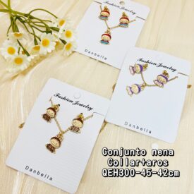 0335 Conjunto collar + aros nena QEH300-45-42 cm