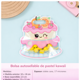 0503 bolsas kawaii pastel Rosa x 20u. Medida 17*18cm bzd100-11