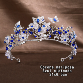 0524 corona MARIPOSA AZUL PLATEADO EH2018