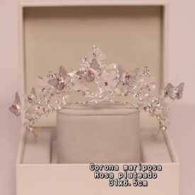 0542 corona MARIPOSA ROSA PLATEADO EH2017