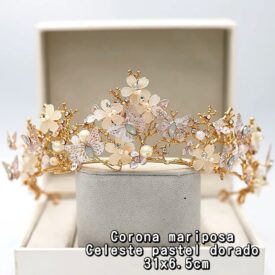 0543 corona MARIPOSA CELESTE PASTEL DORADO EH2019