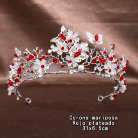 0545 corona MARIPOSA ROJO PLATEADO EH2014