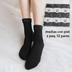 0657 medias con piel x paq. 12 pares HWZ100 NEGRO