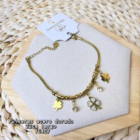 1032 Pulsera acero dorado Q-YG407