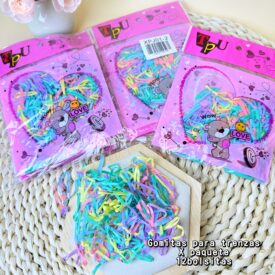 0627  gomitas para trensas x paq. 12bolsitas XPJ01-2 PASTEL FUERTE GRUESO