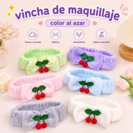 3502 Vincha para maquillaje color al azar QTD-112 CEREZA 3D