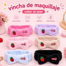 3503  Vincha para maquillaje color al azar QTD-114 FRUTILLA