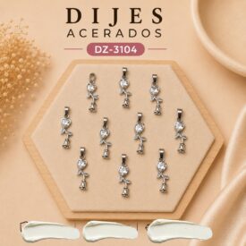 1011 dijes acerados plateado x10u. DZ-3104