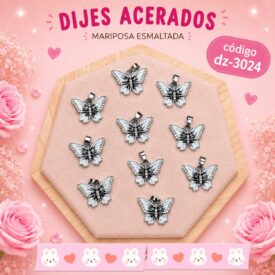 0989 dijes acerados plateado x10u. DZ-3024