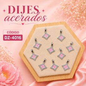 1047 dijes acerados plateado x10u. DZ-4016