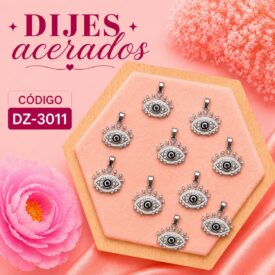 1071 dijes acerados plateado x10u. DZ-3011