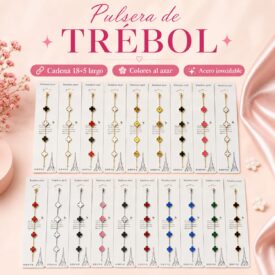 0236 PULSERA acero trébol medalla  solo al azar