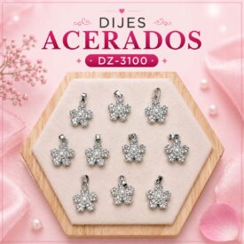 1114 dijes acerados plateado x10u. DZ- 3100