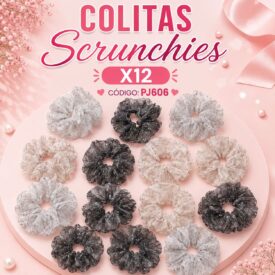 1195 colitas scrunchies x paq. 12u. PJ606