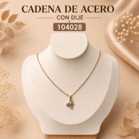 cadena acero dorado+ dije (45cm) Cod. 104028