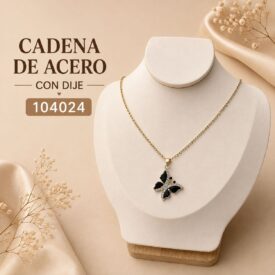 cadena acero dorado + dije (45cm) Cod. 104024