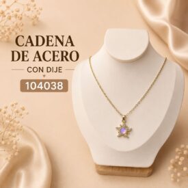 cadena acero dorado + dije (45cm) Cod. 104038