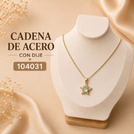 cadena acero dorado + dije (45cm) Cod. 104031