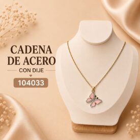 cadena acero dorado + dije (45cm) Cod. 104033