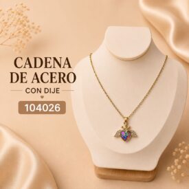 cadena acero dorado + dije (45cm) Cod. 104026