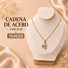 cadena acero dorado + dije (45cm) Cod.  104020