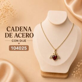 cadena acero dorado + dije (45cm) Cod. 104025