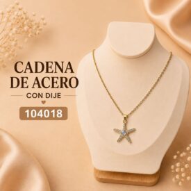 cadena acero dorado + dije (45cm) Cod. 104018