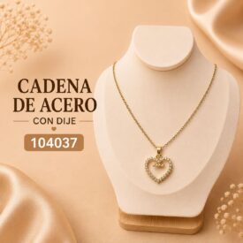 cadena acero dorado + dije (45cm) Cod. 104037