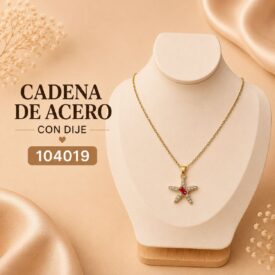 cadena acero dorado + dije (45cm) Cod. 104019