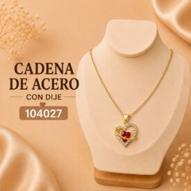 cadena acero dorado + dije (45cm) Cod. 104027