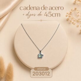 Cadena acero PLATEADO (45cm) + dije Cod. 203012