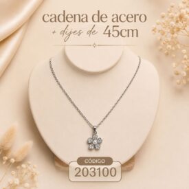 Cadena acero PLATEADO (45cm) + dije Cod. 203100