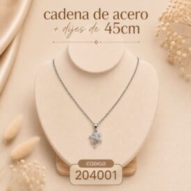 Cadena acero PLATEADO (45cm) + dije Cod. 203061/ 204001 /