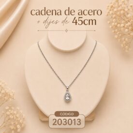 Cadena acero PLATEADO (45cm) + dije Cod. 203013