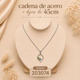 Cadena acero PLATEADO (45cm) + dije Cod. 203074
