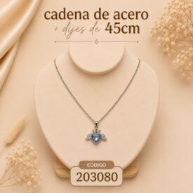 Cadena acero PLATEADO (45cm) + dije Cod. 203080