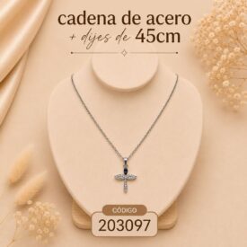 Cadena acero PLATEADO (45cm) + dije Cod. 203097