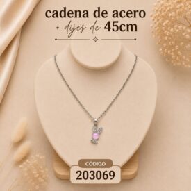 Cadena acero PLATEADO (45cm) + dije Cod. 203069